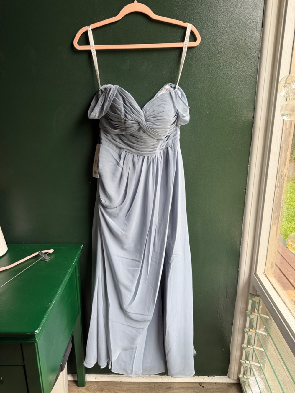Azazie Powder Blue off the shoulder Millie bridesmaid Dress